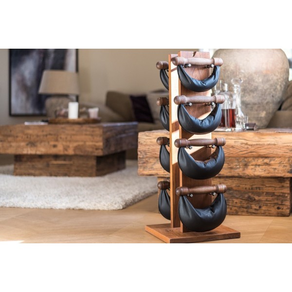 Стійка з гантелями 2-8кг NOHRD SwingBell Tower Oak Vintage, шкіра