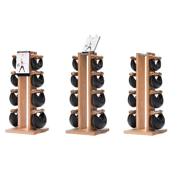 Стійка з гантелями 2-8кг NOHRD SwingBell Tower Oak Vintage, шкіра