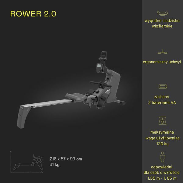 Магнітний гребний тренажер KETTLER AXOS Rower 2.0 BLACK