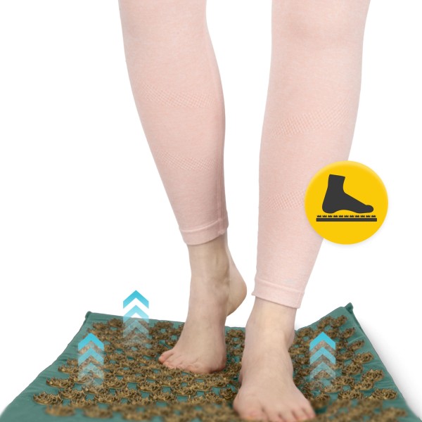 Масажний акупунктурний килимок та подушка Fizio ECO XL, зелено-золотий