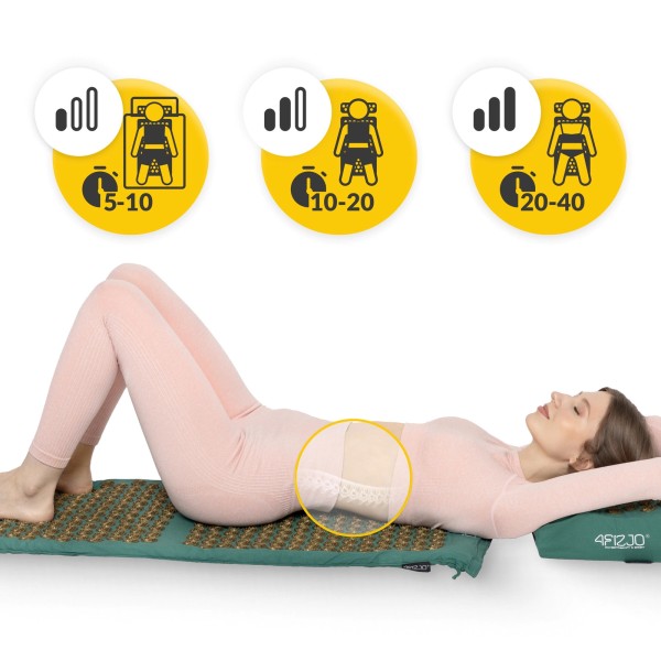 Масажний акупунктурний килимок та подушка Fizio ECO XL, зелено-золотий