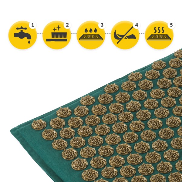 Масажний акупунктурний килимок та подушка Fizio ECO XL, зелено-золотий