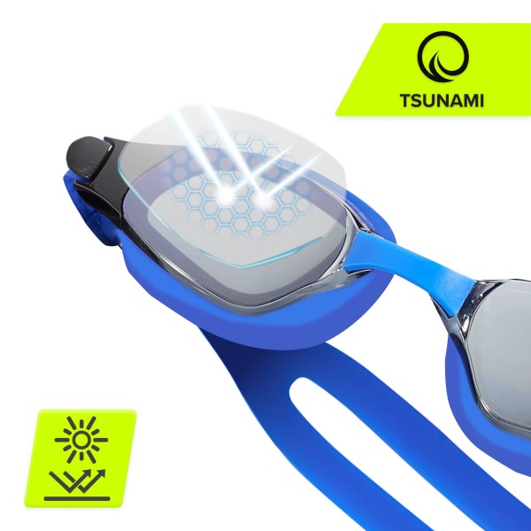 Окуляри для плавання TSUNAMI, синій