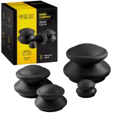 Набір гумових чаш для масажу тіла Fizio PRO+ 4 шт, чорний