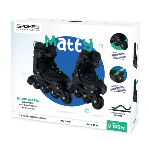 Ролики Spokey MATTY 39-42, чорно-зелений