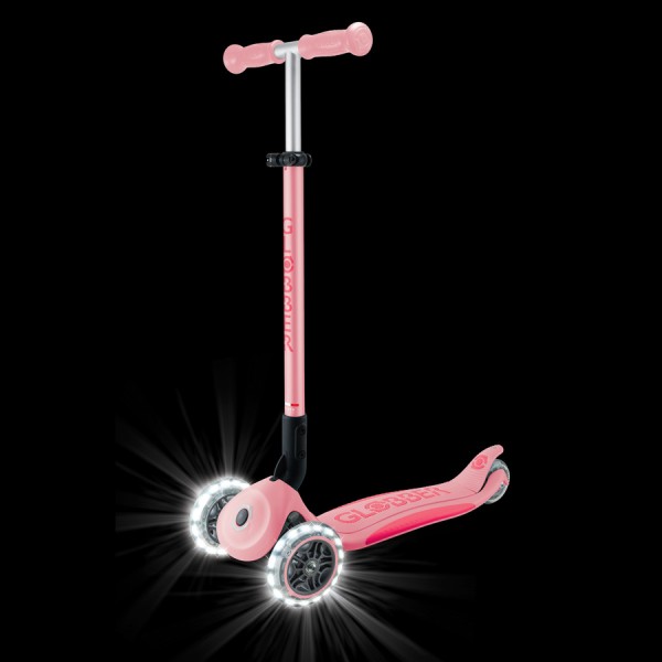 Триколісний самокат 3-7 років Globber Primo Foldable Plus Lights рожевий (439-710-2)