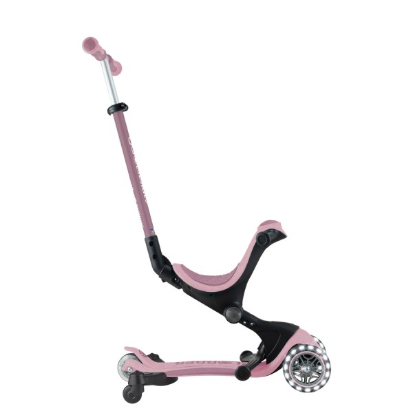 Дитячий самокат 3в1 з сидінням Globber Go Up Deluxe Lights Ecologic 360, пастельно-рожевий (697-510)