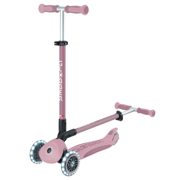 Дитячий самокат 3в1 з сидінням Globber Go Up Deluxe Lights Ecologic 360, пастельно-рожевий (697-510)