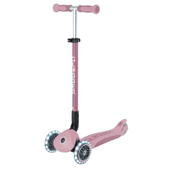 Дитячий самокат 3в1 з сидінням Globber Go Up Deluxe Lights Ecologic 360, пастельно-рожевий (697-510)
