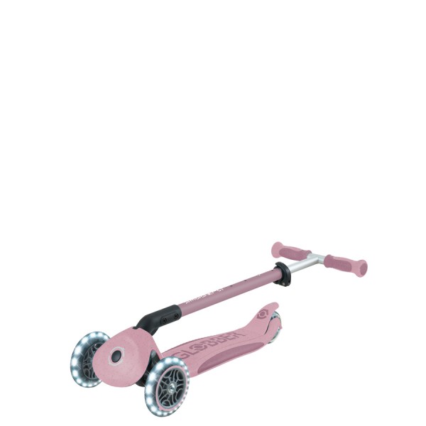 Дитячий самокат 3в1 з сидінням Globber Go Up Deluxe Lights Ecologic 360, пастельно-рожевий (697-510)