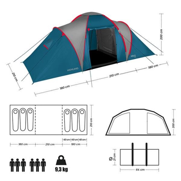 Намет для кемпінгу  Nils Camp HighLand NC6031 синьо-сірий