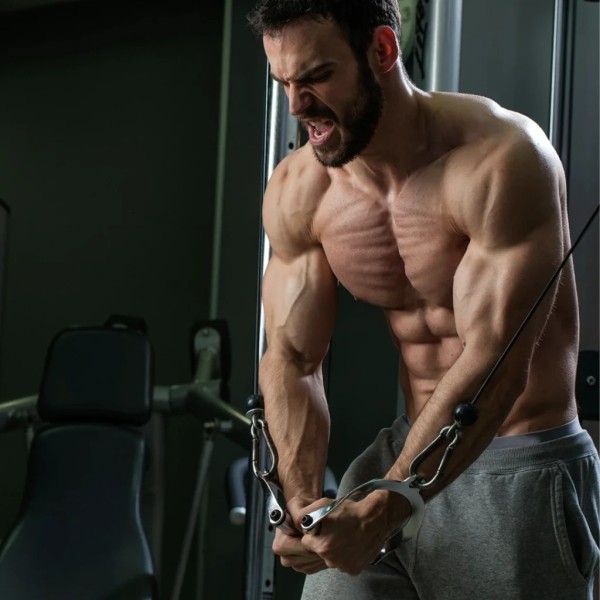 Ручка York Fitness для тяги з гумовою рукояткою, хром