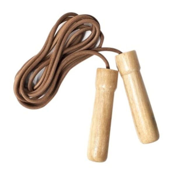 Скакалка York Fitness Leather Skip з дерев'яними ручками