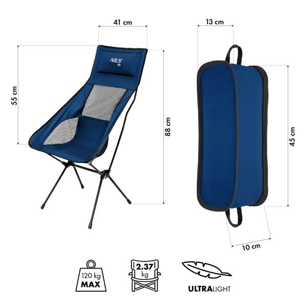 Крісло кемпінгове Ultralight Nils NC3322 синє