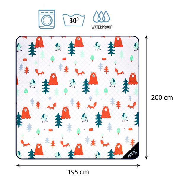 Покривало для пікніку Nils NC8028 195×200 см з візерунком «Ведмеді»