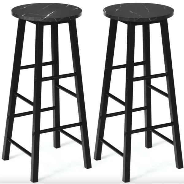 Комплект барних стільців Costway Eugad з підставкою для ніг чорний