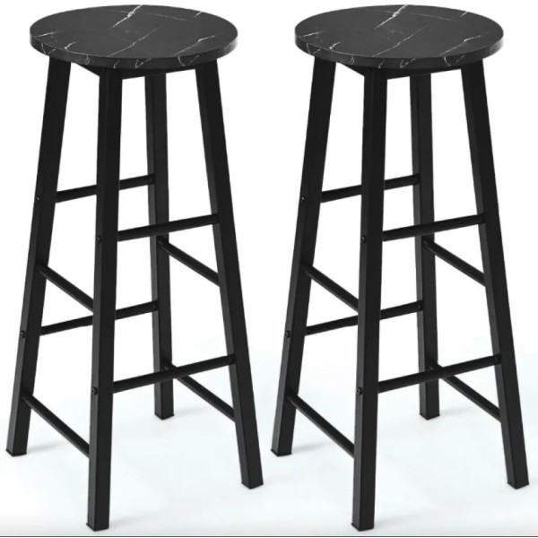 Комплект барних стільців Costway Eugad з підставкою для ніг чорний