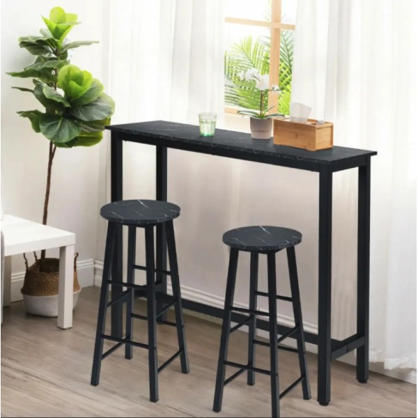 Комплект барних стільців Costway Eugad з підставкою для ніг чорний