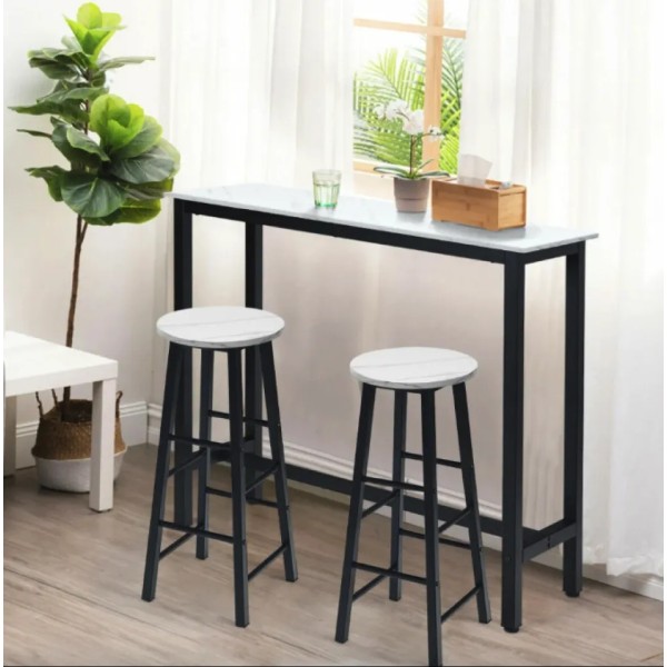 Комплект барних стільців Costway Eugad з підставкою для ніг білий