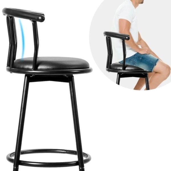 Комплект барних стільців Costway Pareo з спинкою