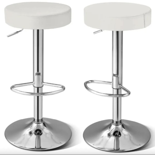 Комплект барних стільців Costway Loreto з круглим сидінням білий