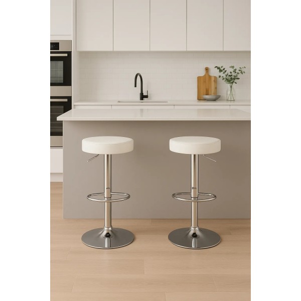 Комплект барних стільців Costway Loreto з круглим сидінням білий