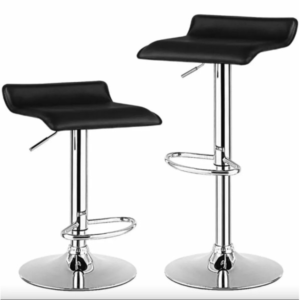 Комплект барних стільців Costway Forse екошкіра з підставкою для ніг чорний