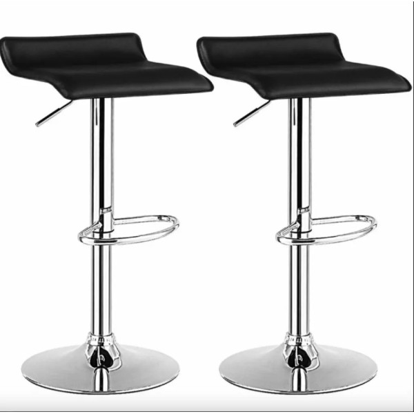 Комплект барних стільців Costway Forse екошкіра з підставкою для ніг чорний