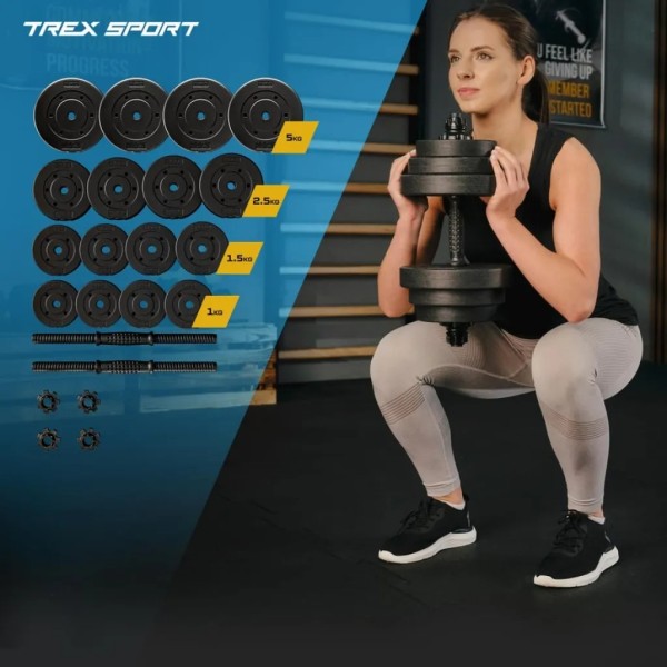 Гантелі композитні регульовані TREX Sport 2х20 кг