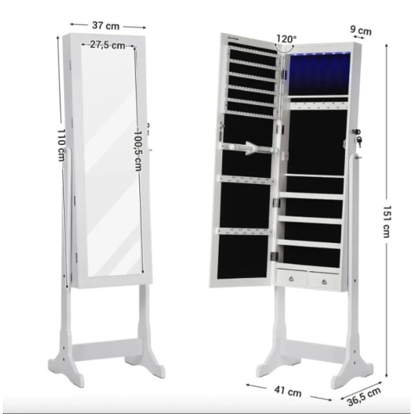 Підлогове дзеркало-шафа Leobert Insignia з підсвіткою біле