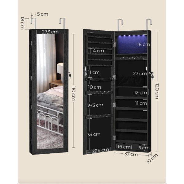 Дзеркало-шафа Leobert Kors з підсвіткою в стилі Loft чорне