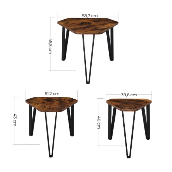 Комплект журнальних столиків Leobert Kombo 3 шт в стилі Loft