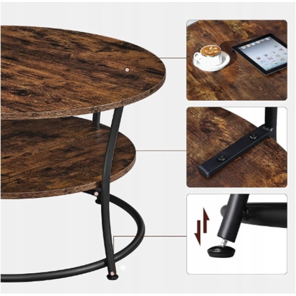 Журнальний столик Leobert Vasagle 80 x 80 x 45см в стилі Loft