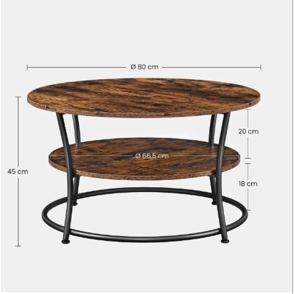 Журнальний столик Leobert Vasagle 80 x 80 x 45см в стилі Loft