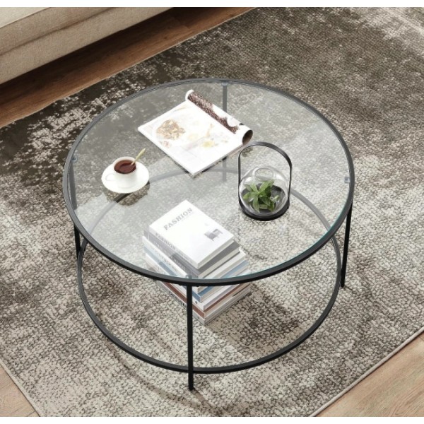 Журнальний столик Leobert Oskar круглий з скляною стільницею