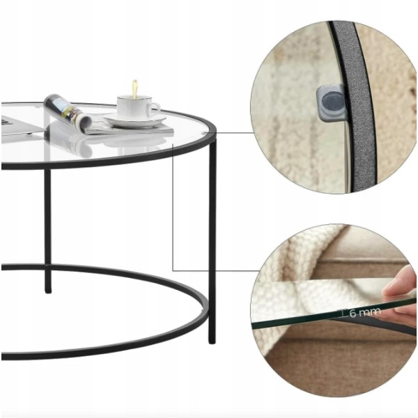 Журнальний столик Leobert Oskar круглий з скляною стільницею