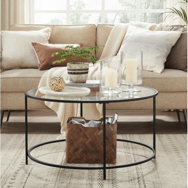 Журнальний столик Leobert Oskar круглий з скляною стільницею