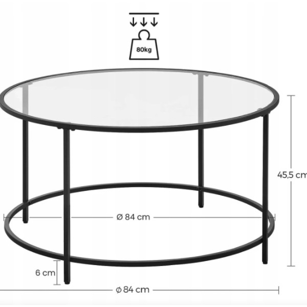 Журнальний столик Leobert Oskar круглий з скляною стільницею