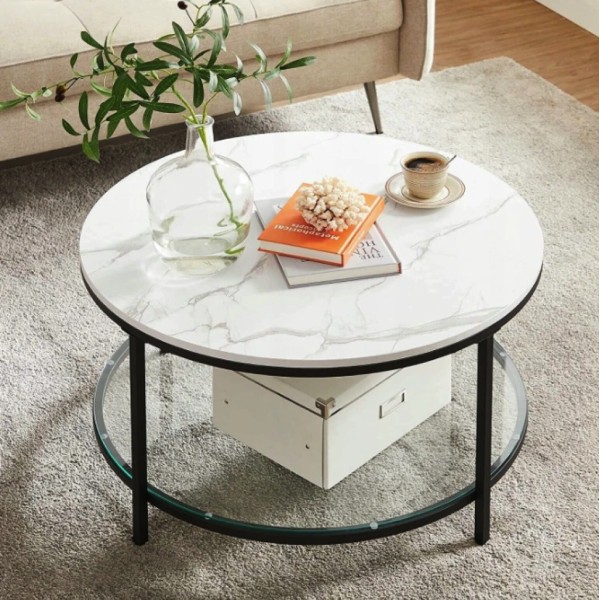 Журнальний столик Leobert Oskar круглий із мармуровою стільницею