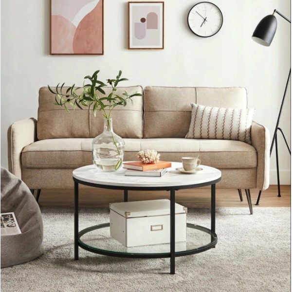 Журнальний столик Leobert Oskar круглий із мармуровою стільницею