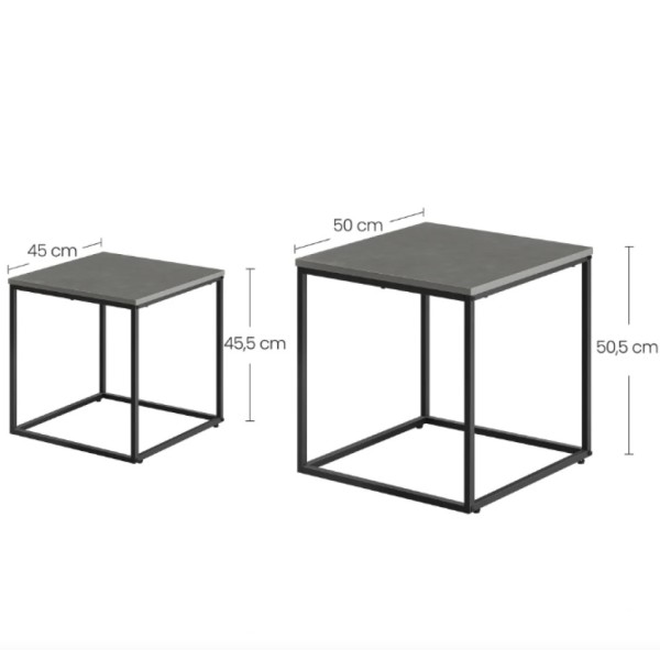 Комплект журнальних столиків Leobert Nika квадратні графітовий