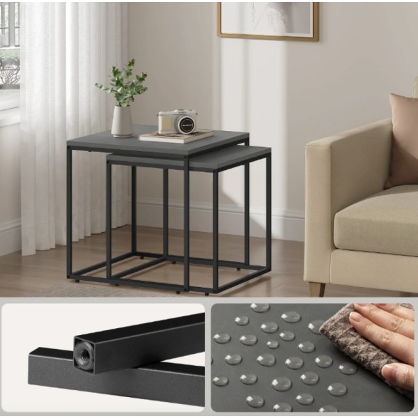 Комплект журнальних столиків Leobert Nika квадратні графітовий