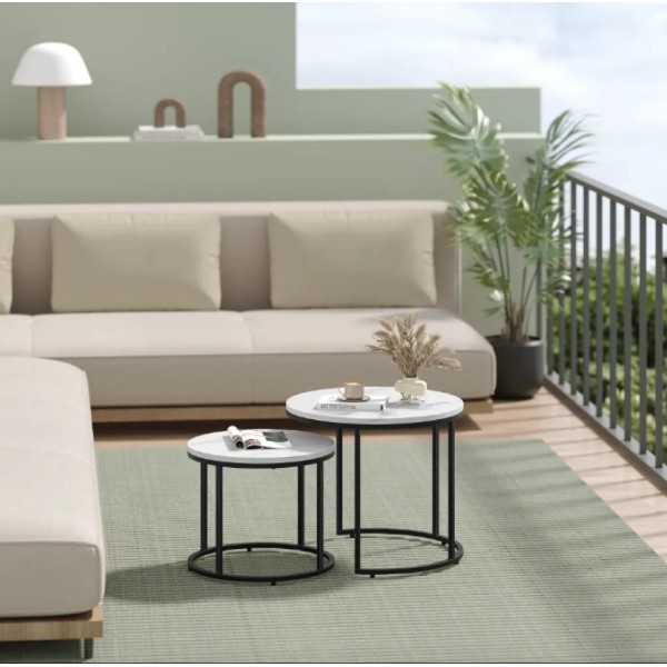 Комплект журнальних столиків Leobert Oreo круглі мармуровий