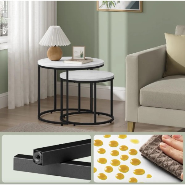 Комплект журнальних столиків Leobert Oreo круглі мармуровий