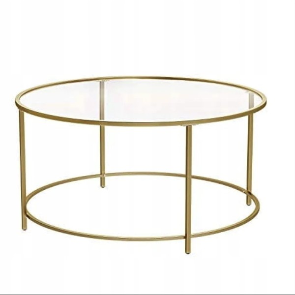 Журнальний столик Leobert Oskar круглий з скляною стільницею золотий