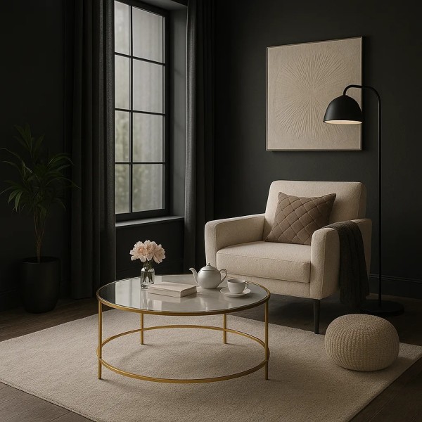 Журнальний столик Leobert Oskar круглий золотий