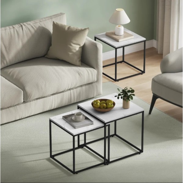 Комплект журнальних столиків Leobert Nika квадратні мармур