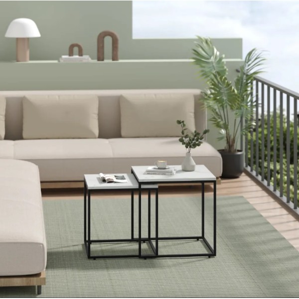 Комплект журнальних столиків Leobert Nika квадратні мармур