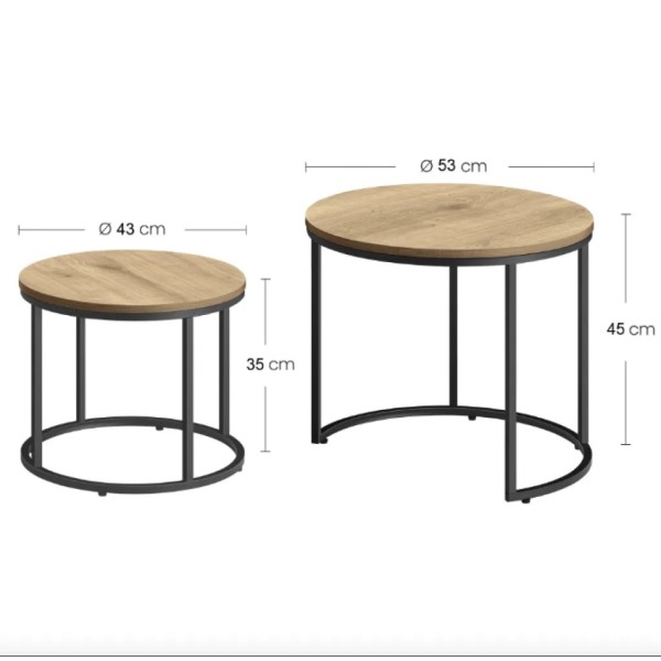 Комплект журнальних столиків Leobert Oreo круглі сонома