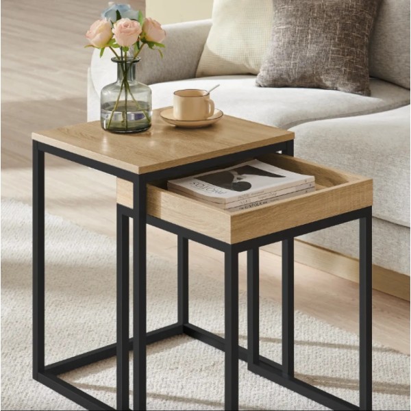 Комплект журнальних столиків Leobert Ascet в стилі Loft 2 шт сонома